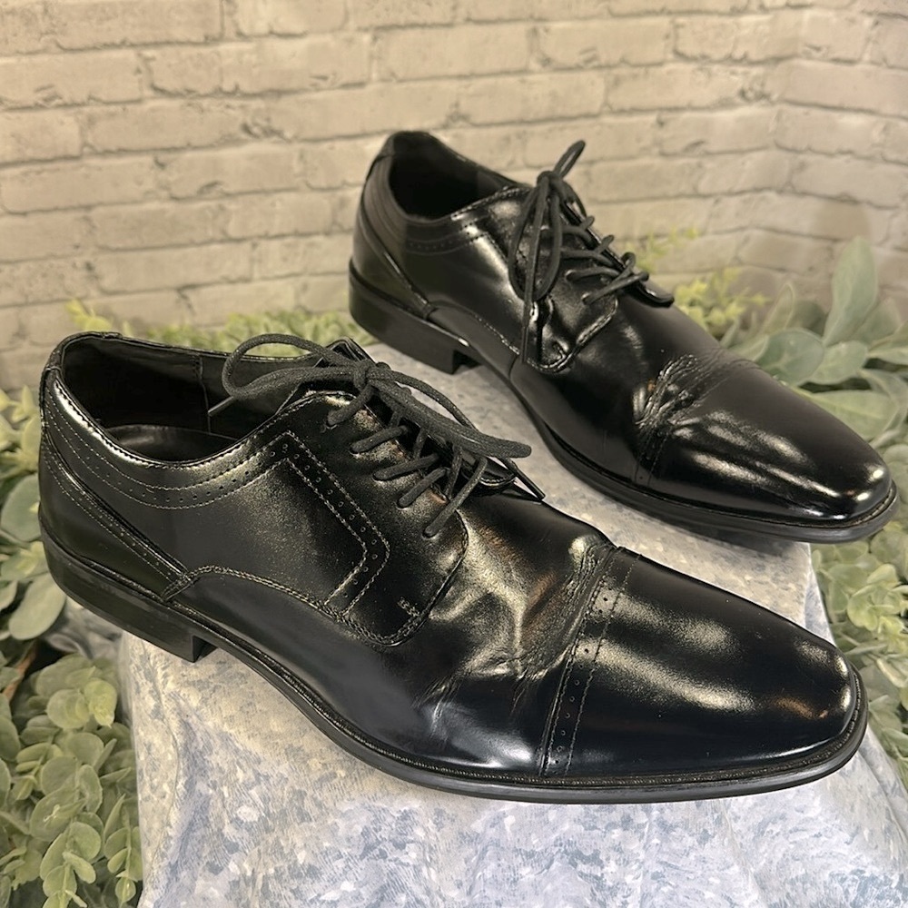 Stacy Adams - Black Leather Semi-Round Cap-Toe Dress Oxfords Mens 12M🖤VGUC - Picture 13 of 13